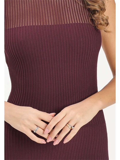 PATRIZIA PEPE Abito midi bordeaux da donna in maglia a costine PATRIZIA PEPE | 8A1555-K143M536
